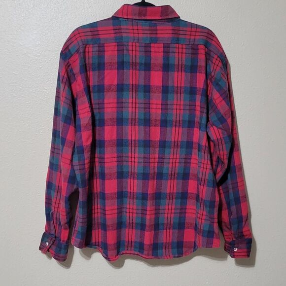 Vintage Dakota by Five Brother USA Plaid Flannel Shirt Men’s XL Red Blue Cotton - Picture 3 of 7